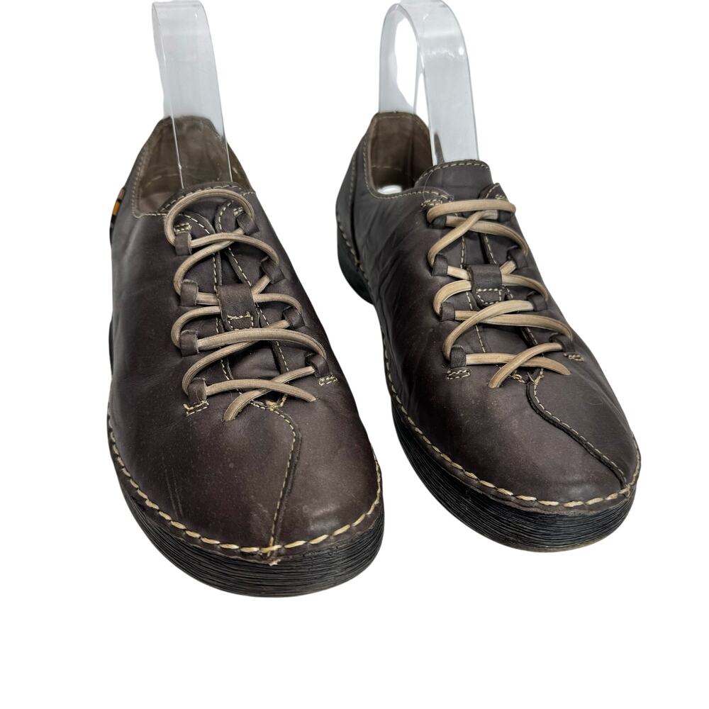 Spring Step Leather Sneakers Low Top Lace Slip On W6.5-7 EU 37 Brown Comfort